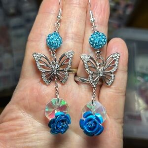 3/$25 Turquoise Blue Butterfly Drop Earrings